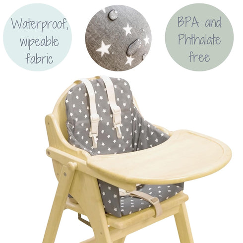 Messy Me High Chair Cushion for Wooden High Chairs - Easy to Fit Seat Pad - Fully Wipe Clean Baby Cushion Cover to Keep Baby Comfortable at mealti...