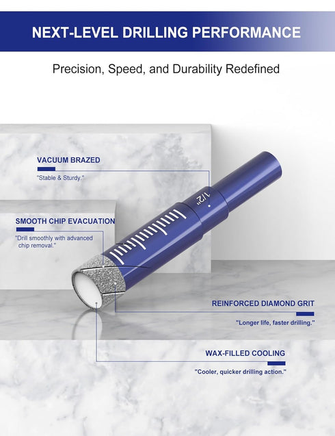 9 PCs Diamond Drill Bit Set for Porcelain, Ceramic, Glass & More - Versatile Tile Drill Bits for Efficient, Precise Drilling...
