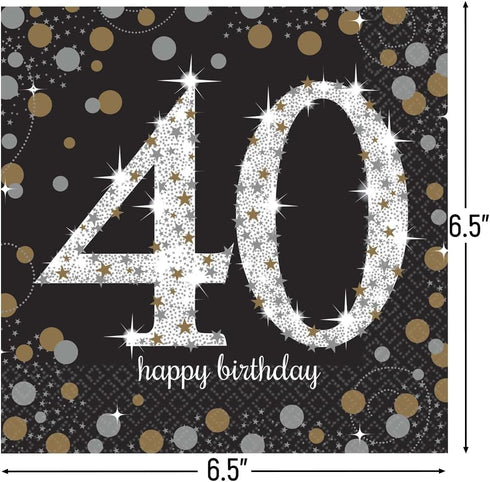 Sparkling Celebration 40 Luncheon Multicolor Paper Napkins ( 6.5" x 6.5" ) - Pack Of 16, Premium Quality & Eye-catching Design - Perfect For Birth...