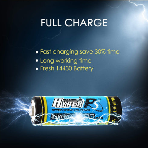 (6-Pack) 3.2V LiFePo4 14430 (14 x 43mm) 400mAh Rechargeable Battery for Solar Panel Light, Tooth Brush, Shaver, Flashlight...