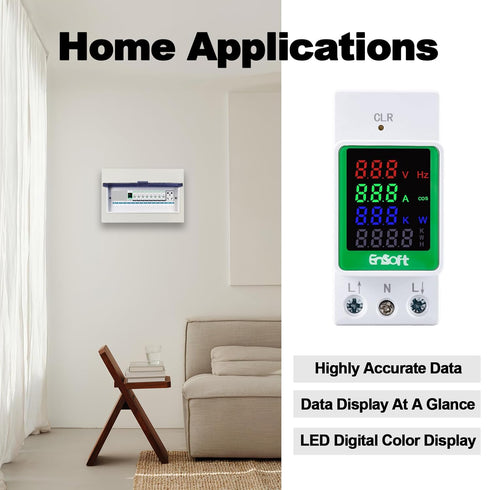 AC Digital Energy Meter,AC 80-270V 100A Ampermeter Voltmeter Ammeter Voltage Tester Amps Watt Kwh Frequency Power Factor Meter Multimeter (Built-i...