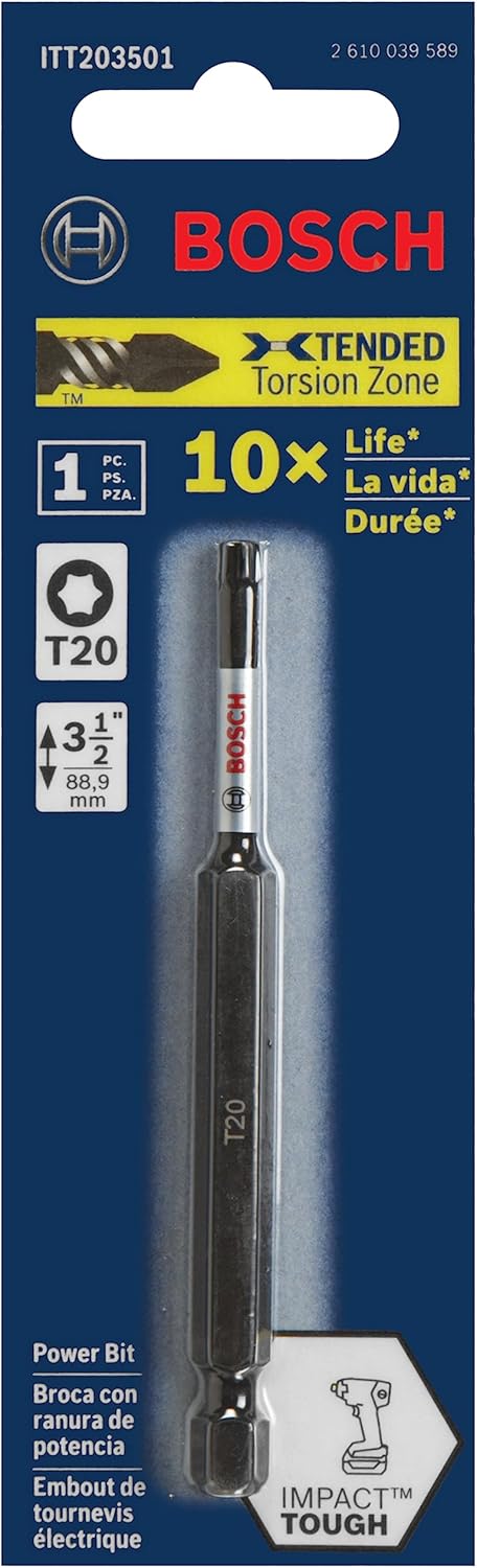 BOSCH ITT203501 1-Piece 3-1/2 In. Torx #20 Impact Tough Screwdriving Power Bit...
