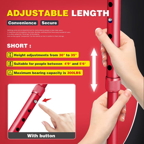 BigAlex Folding Walking Cane with LED Light,Pivoting Quad Base,Adjustable Walking Stick with Carrying Bag for Man/Woman (Alloy Base)...