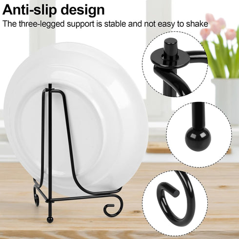 4 Pack Plate Stands For Display, Plate Holder 6 Inch, Picture Frame Stand of Metal, Frame Holder Stand and Artworks, Small Easel Stand for Book, T...