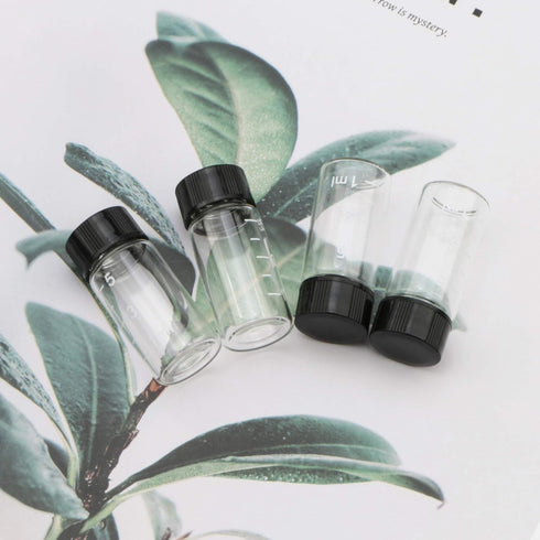 JIUWU 10pcs 5ml 1/6 Oz Scaled Clear Glass Vials Sample Transparent Liquid Bottles Screw Cap Lab Container...