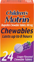 Motrin Children's Chewable Tablets with Ibuprofen, Kids' Fever Reducer & Pain Reliever for Sore Throat, Fever, Toothache & Pain Relief, Grape Flav...
