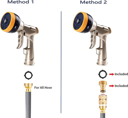 Garden Hose Nozzle Heavy Duty High Pressure Garden Sprayer for Car Washing, Watering Garden, Showering Dog & Pets with 7 adjustable patterns and f...