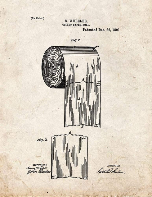 Toilet Paper Roll Patent Print Old Look (13" x 19") M11329...