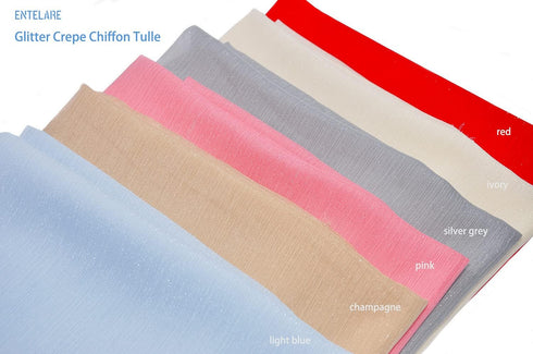 Glitter Chiffon Sheer Crepe Fabric for Bridal Decoration & Crafting 59 Inches Width by The Yard Entelare(Silver Grey 2Yards)...