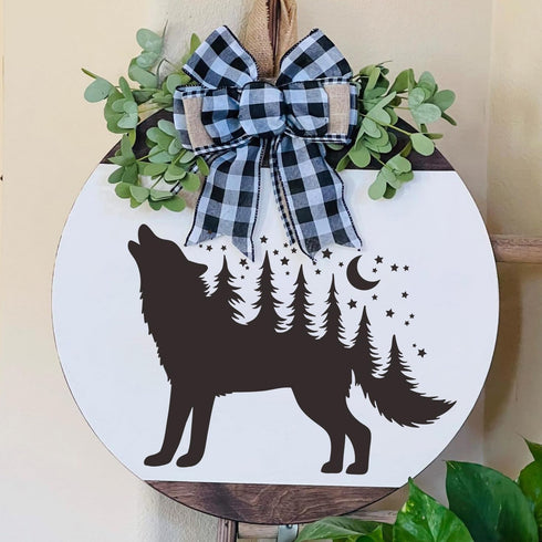 Wolf Stencils for Painting Animal Stencils for Wood Burning 12inch Forest Mountain Tree Stencil Wildlife Hunting Template for Wood Crafts Wall Can...