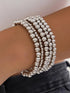 5Pcs Gold Beaded Bracelets 14K Gold Bracelets for Women Bracelet Stack Trendy Stretch Bead Bracelets Silver Bead Bracelet Dainty Jewelry for Women...