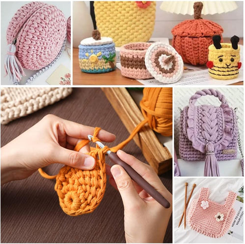 2 PCS T-Shirt Yarn Elastic Fabric Crochet Cloth Yarn for DIY Knitting, Spaghetti Yarn Thick Knitting Yarn for Hand DIY Bag Blanket Cushion Crochet...