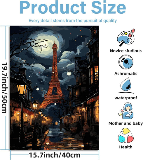 hkejoi Eiffel Tower Paint by Numbers Kit for Adults Acrylic Adults Paint by Number Kits on Canvas Paint by Number for Adults Beginner,for Home Wal...