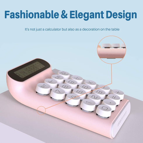 Mechanical Switch Calculator,Handheld for Daily and Basic Office,10 Digit Large LCD Display (Pink)...