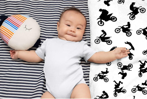 Motorcycles Dirt Bike Baby Blanket Gifts Super Soft Swaddle Newborn Cozy Baby Receiving Blanket Stroller Throw Blanket 40x30 in for Puppy...