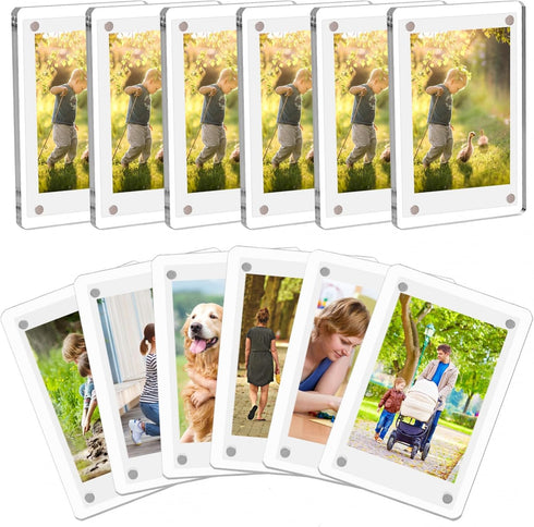 12 Packs Acrylic Fridge Magnetic Picture Frame Magnetic Polaroid Frames for Photos Instax Mini Frame Clear 2.36 x 3.54 Inch...