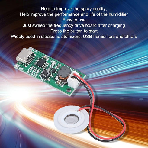 Ultrasonic Mist Maker Humidifier, 5V Atomization Disc 108KHz Mist Atomizer DIY Humidifier with PCB, DIY Mist Atomizer USB Board Ultrasonic Atomiza...