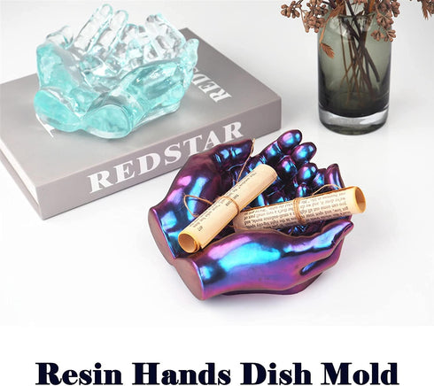 Actvty Hand Mold for Resin, Hand Shape Tray Silicone Mold for Epoxy Casting, DIY Jewelry Storage Dish, Candle Holder, Succulent Pot, Home Decor Cr...
