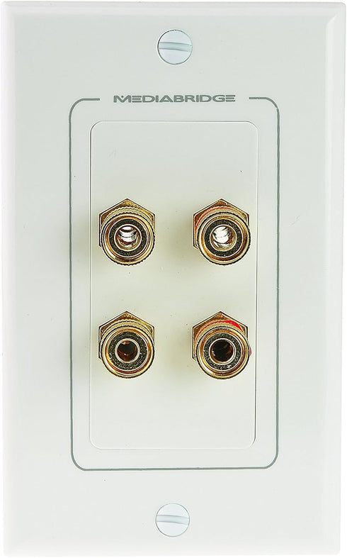 Mediabridge™ Speaker Wall Plate w/Binding Posts (2 Pair) - Free Low Voltage Metal Mounting Bracket (1-Gang) Binding Post 2-Piece Inset Wall Plate ...