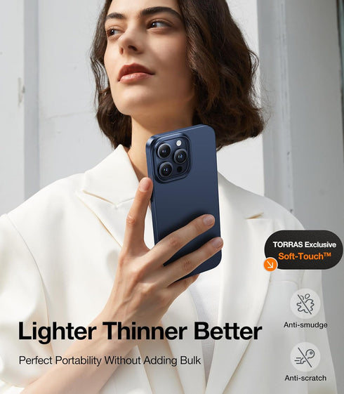 TORRAS Slim Fit Designed for iPhone 15 Pro Case 6.1 inch, Ultra Thin Designed for iPhone 15 Pro Phone Case 2023, Lightweight Matte Hard PC Slim Th...