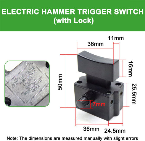 Fielect Electric Hammer Trigger Switch for Bosch NO.14 180 Electric Hammer Drill Tool Power Speed Control Push Button Switch...