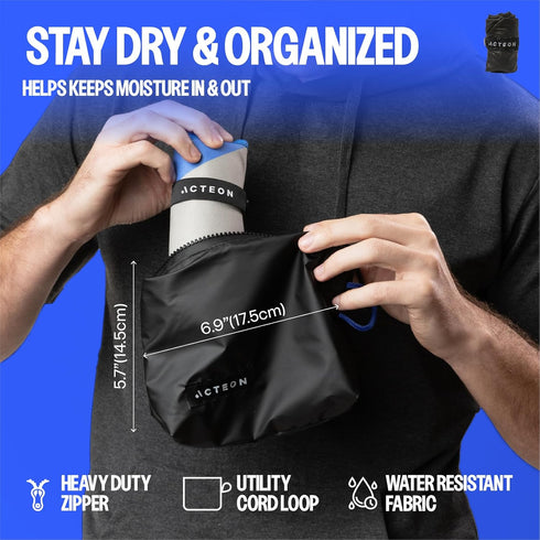 Microfiber Gym Towel & Wet Bag Travel Set, Large Quick Dry Silver ION Odor-Free Mega Absorbent Fiber, Fast Drying Men & Women Workout Gear for Bod...