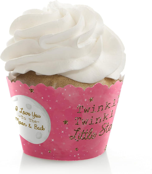 Big Dot of Happiness Pink Twinkle Little Star - Baby Shower or Birthday Party Cupcake Wrappers Set 12...