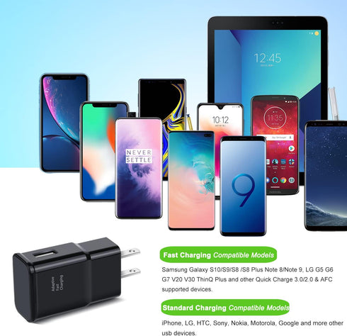 Adaptive Fast Charging Block, Qihop 3-Pack USB Wall Charger Plug Rapid Android Phone Charger Block Power Adapter for Samsung Galaxy S20/S10+/S10e/...