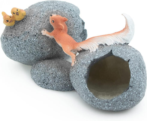 AQUA KT Aquarium Landscape Cichlid Stone Fish Hideout Rock Betta Cave Double Cave Design Dinosaur Eggs Shape Recommended for Fish Tank Decoration...