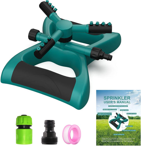 LAOZHOU Sprinkler Water Sprinklers for Lawn Yard and Garden Large Coverage Area Oscillating Hose 360 Degree Rotating Sprinkler Irrigation System (...