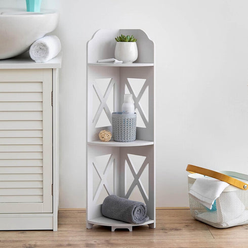 TuoxinEM Corner Shelves for Bathroom Storage, Waterproof Toilet Paper Holder Stand, White...