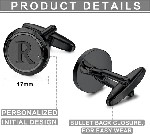 LOYALLOOK Initial Gold Cufflinks for Men Gold Cuff Links Personalized Copper CuffLinks Letter Cufflinks Gift for Groom Husband Father...