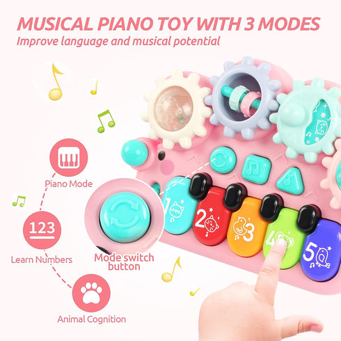 BAOLI Baby Piano Toys 18 Months, Kids Piano Keyboard with Gears Game, Light Up Musical Toys for Toddlers Boys Girls, Early Educational Music Toy, ...