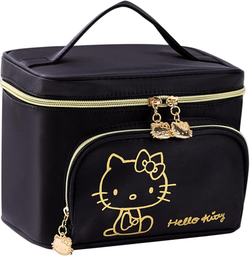 Make up Bag Travel Cosmetic Bags Brush Holder Zipper Pouch Case Organizer Cute Organizer Suitable for Purse for Women (Black-B)...