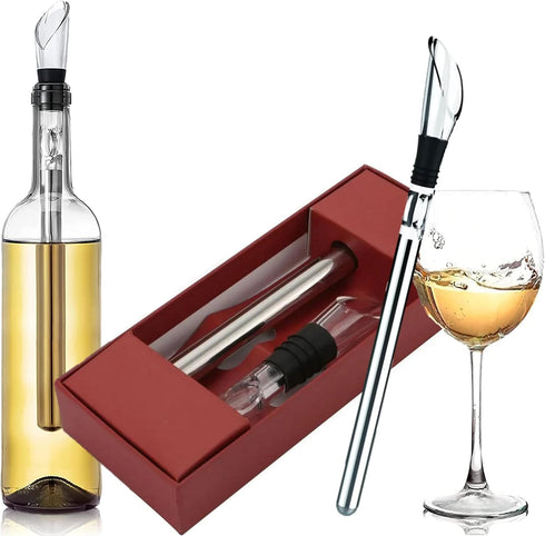Wine Chiller Stick Small Wine Cooler 3-in-1 Stainless Steel Wine Bottle Cooler Stick Iceless Wine Chillers for Bottles Wine Gifts Champagne Chille...