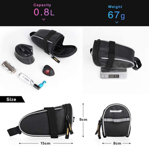 Rhinowalk Bike Saddle Bag Bicycle Under Seat Storage Pack for Repair Tool Kits with Reflective Strap for Mountain Road Bike Cycling Accessories...