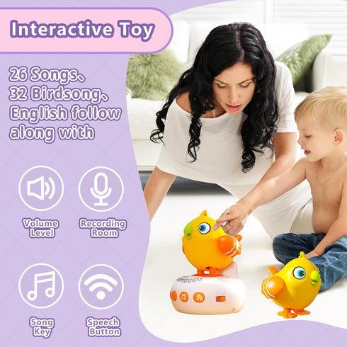 Toddler Toys 2-3, Interactive Musical Electronic Pets Talking Bird for Kids, Early Educational Learning Toys with 26 Songs & Recording, 1 2 3 4 Ye...