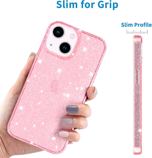 JJGoo Compatible with iPhone 15 Case Glitter, Clear Transparent Soft TPU Sparkle Anti-Scratch Shockproof Protective Phone Bumper, Women Girls Slim...