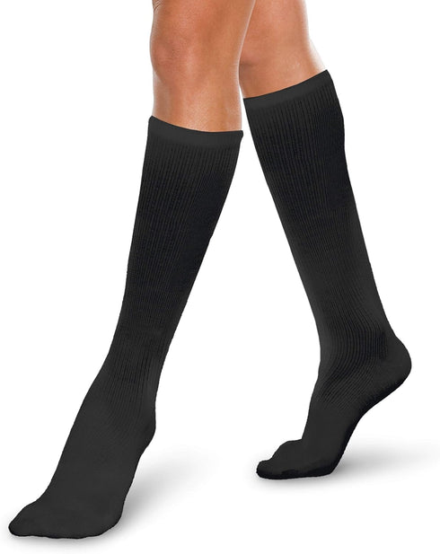 Core-Spun 10-15mmHg Medical Light Graduated Knee High Compression Socks (Black, 2X-Large Regular)...
