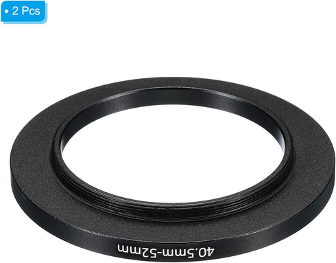 PATIKIL 40.5mm-52mm Metal Step Up Ring, 2 Pack Camera Lens Filter Adapter Ring Aluminum Filter Adapter Ring for Camera Lenses Hood, Black...