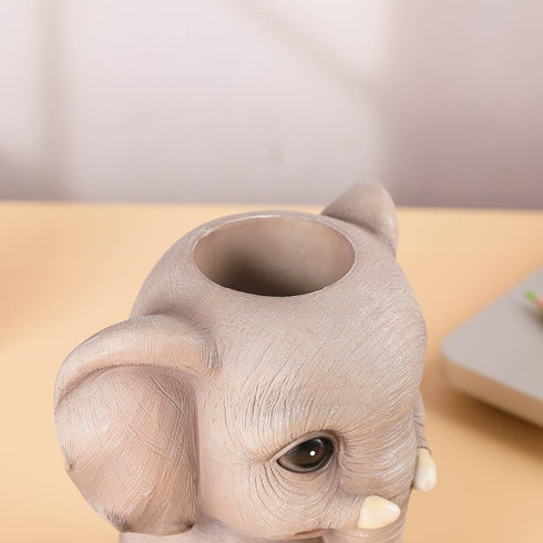 Elephant Pen Pencil Holder, Cute Animal Ornament Makeup Brush Holder Toothbrush Holder Home Office Desk Decor Organizer Accessory...