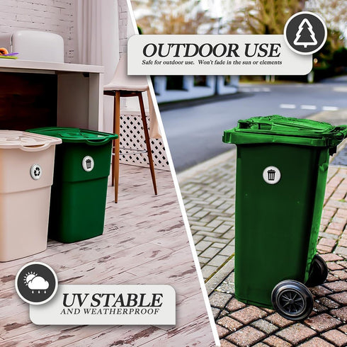 Trash and Recycle Stickers Set of 2 | Indoor Outdoor UV Stable & Weatherproof | Kitchen Pantry Office Organization | Garbage Bin and Waste Basket ...