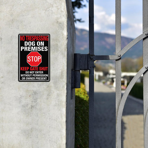 No Trespassing Dog On Premises Sign, 12"×8" Beware Of Dog Signs for Fence,Do Not Enter Aluminum Sign, Fade Resistant/Waterproof, Indoor or Outdoor...