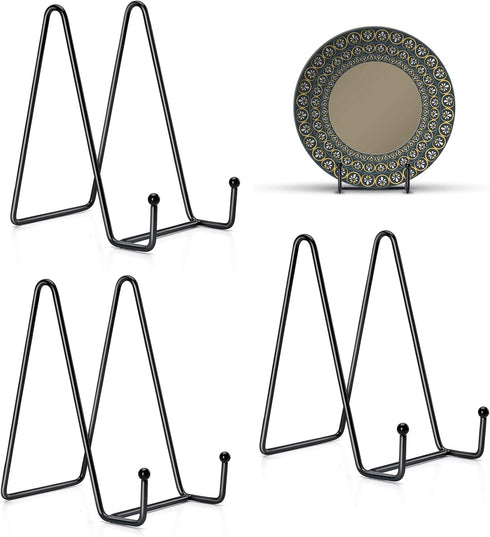 3 Pack 6 Inch Plate Stands for Display, Plate Holder Display Stand, Picture Frame Stand Black Metal Frame Holder Stands for Book,Small Easel,Decor...