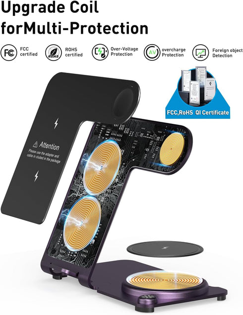 3 in 1 Charging Station Apple Purple - Mlfsaier ???????????????? ?????????? Multiple Fast Wireless Charger Stand for Apple Watch & Airpods iPhone ...