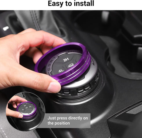 Hoolcar Air Conditioner Headlight 4WD Switch Knob Cover Aluminum Alloy 4 Wheel Driver Trailer Gear Switch Knob Cover Compatible with 2021-2022 For...