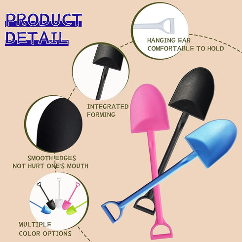 Novelty Mini Shovel Shape Spoons Cute Disposable Plastic Dessert Spoons...