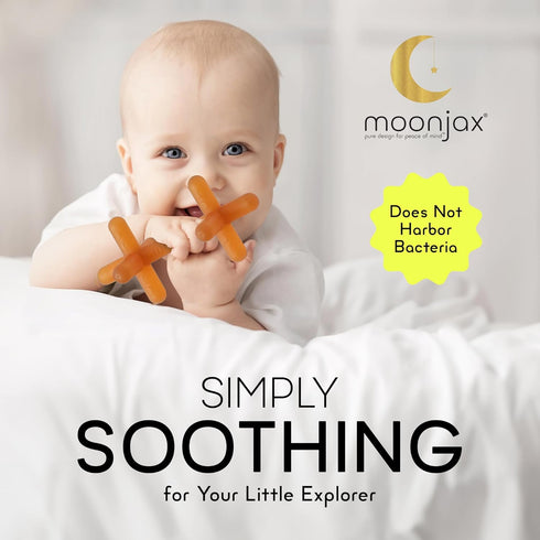 Moonjax Natural Rubber Baby Teething Toys - Baby teether for Infants, Toddlers, Newborns, CPSIA Certified...