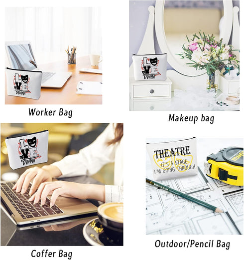 CMNIM Drama Makeup Bag Comedy Tragedy Mask Gift For Drama Theater Lover Cosmetic Pouch Bag Theatre It's A Stage I'M Going Through (LOVE Drama Make...