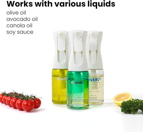Glass Oil Sprayer/Mister 5.1 fl oz (150ml), For Cooking Oil, Olive Oil, Soy Sauce, Vinegar, Non-Aerosol Refillable Dispenser, Spray Bottle (FS637 ...
